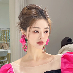 水舞H1902新娘耳环新款韩式串珠耳钉流苏个性耳针结婚纱写真耳饰