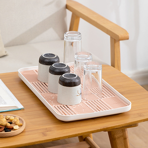 水杯托盘塑料茶盘创意沥水家用客厅北欧欧式简约杯架放杯子沥水盘