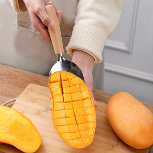 切芒果神器不锈钢挖西瓜勺分离水果切丁切片块芒果去核刀专用工具
