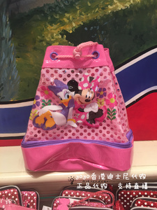 香港迪士尼 米妮黛丝 可爱卡通儿童出游双肩包 防水束带书包