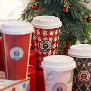 红色新年款好货杯商用打包杯带盖定制奶茶杯热饮一次性咖啡纸杯圣