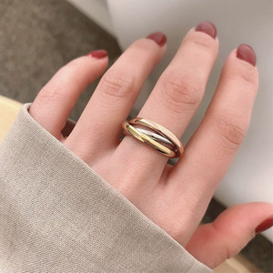 装腔启示录蔡文静同款戒指三环三色钛钢戒指情侣不掉色时尚食指环