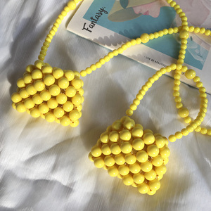 手工包黄色手提珍珠包包女朋友礼物DIY材料包迷你小包编织斜挎包