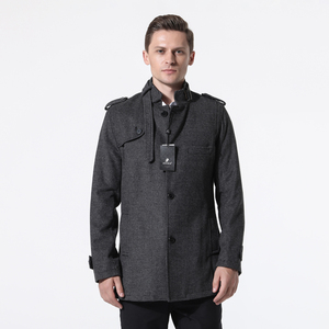SD1245.穗牌冬季男式大衣45%羊毛商务休闲保暖外套深灰色时尚都市