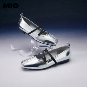 MIO米奥2024年春季显瘦方头低跟单鞋交叉绑带通勤玛丽珍鞋女鞋