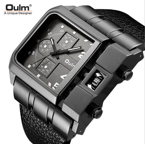 Oulm/欧镭外贸男表休闲单机芯皮带手表 热卖3364大表盘石英表