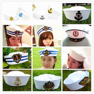 制服帽儿童水手帽女子表演英伦风幼儿园儿童学生舞台白色船长帽潮