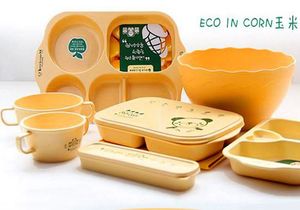 韩国进口ECO儿童餐具玉米淀粉宝宝汤碗 勺子叉子 筷子 便携餐具盒