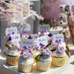 唯美紫色婚礼甜品台蛋糕推推乐布置装饰品love插牌贴纸装饰