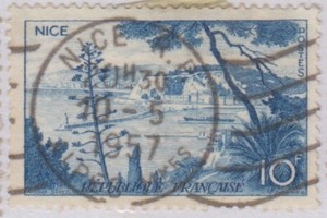 【法国邮票`1955年.尼斯港】10f   信销票