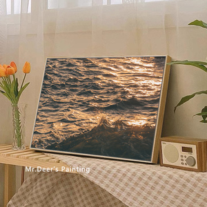 北欧ins客厅装饰画海面波光粼粼客厅沙发背景墙挂画大海风景摆画