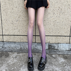 紫色渐变丝袜夏超薄款小众千禧辣妹y2k个性时尚百搭彩色连裤袜子