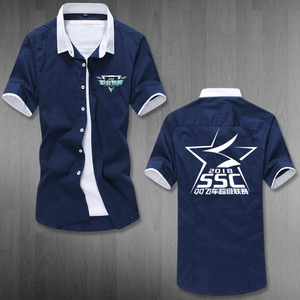 QQ飞车SSC2018职业联赛战队服夏季衬衣短袖T恤男衣服衬衫青春流行