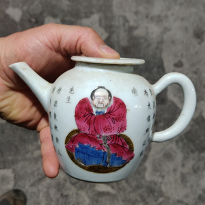 高仿古清代大清道光年制粉彩人物图陶瓷茶壶老货官窑味厂家一手价