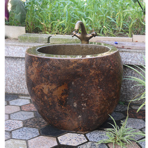 鹅卵石拖布池石头拖把池艺术拖把桶庭院拖布盆户外墩布池大小号