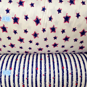 新款促销纯棉斜纹布料全棉婴儿床品布料儿童床单被套涂鸦星星韩版