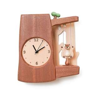 Wooderful life森活木趣飞鼠摇摆挂钟时钟表摆件现代木质客厅装饰