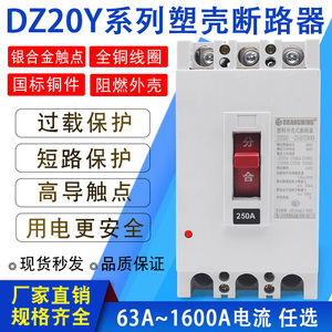 DZ20Y-160C225A250J400A630A塑壳断路器空气开关三相380V电机保护