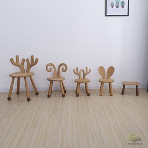 儿童凳椅子靠背椅北欧风纯手工动物椅子小鹿小羊小兔换鞋洗脚凳