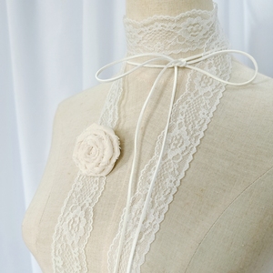设计感白色蕾丝叠戴choker女夏季细窄双层丝带纯欲锁骨颈带