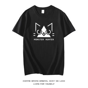 怪物猎人厨师艾露猫短袖动漫游戏周边T恤男女学生二次元衣服纯棉