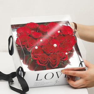 十三花材镜面折叠手提花盒插花盒子玫瑰花情人节鲜花包装盒