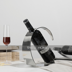 现代不锈钢红酒架创意葡萄酒瓶架子吧台家居摆件样板房间软装饰品
