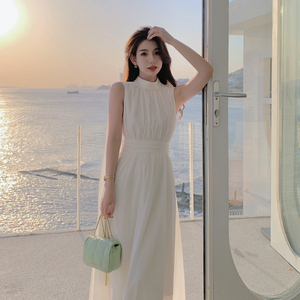 岛歌夫人高级感法式连衣裙小众设计感气质白色仙气长款长裙女夏季