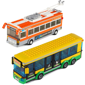 大型校车汽车拼装积木玩具城市公交车站系列双层英国伦敦巴士房车