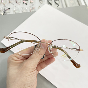 奥雷克纯钛29327半框近视眼镜架潮框超轻气质优雅女士白领眼镜框