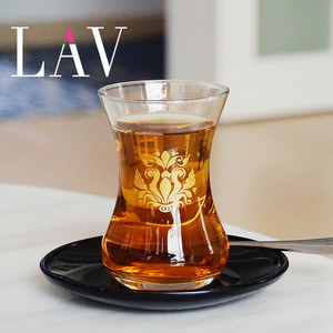 土耳其特色经典金花郁金香红茶杯创意玻璃杯茶具热饮杯配碟子家用