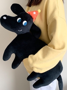 可爱黑狗搞怪动物公仔沙发抱枕玩偶靠垫毛绒玩具午睡枕女生日礼物