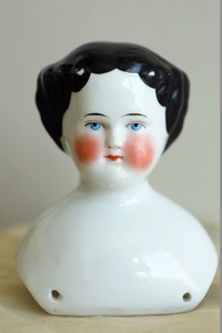 23-12 德国19九世纪古董 罕见发型款 复古陶瓷娃娃头摆件FP48D241