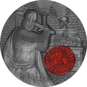 【海寧潮期货】喀麦隆2020年圣殿骑士宝藏系列1圣杯骑士镶嵌银币