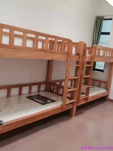 进口橡木高低子母层员工宿舍学校学生床上下床双层实木床原木床