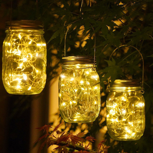 圣诞节太阳能led梅森瓶彩灯 庭院挂树装饰挂灯阳台户外气氛小夜灯