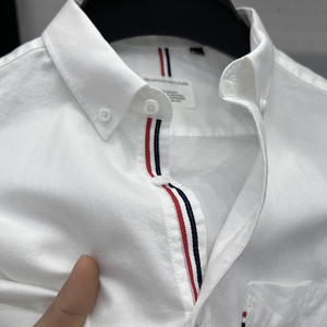 夏季短袖正品汤米纯100%全棉白色衬衫男装牛津纺休闲高端口袋衬衣