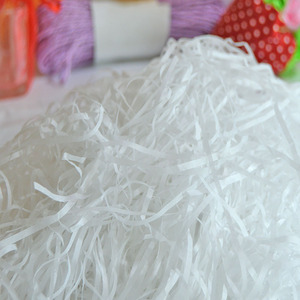 雪白色拉菲草填充物彩色碎纸丝纸条喜糖糖盒礼物包装填充纸包邮