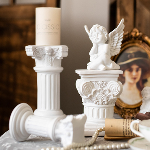 JK慕空间 欧式法式树脂石膏罗马柱摆件 白色台面装饰饰品拍摄道具