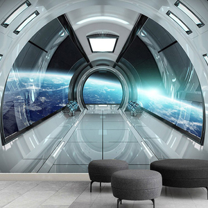 3D空间延伸壁纸太空舱科幻科技感背景墙纸网吧电竞ktv健身房壁画