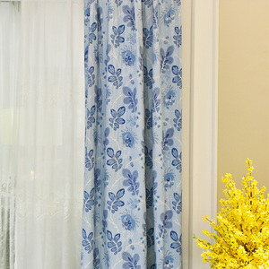 欧陆风情美式田园意大利设计双面丝绵提花窗帘布沙发布卧房天蓝色