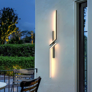 户外壁灯防水现代简约太阳能别墅庭院长条线形灯极简大门口影壁墙