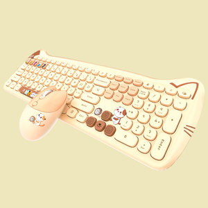 摩天手喵萌无线键盘鼠标套装女生可爱静声巧克力办公小型便携87键