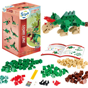 台湾智高GIGO儿童益智玩具恐龙世界7424男孩女孩拼插积木模型礼物