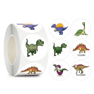 500张/卷卡通可爱恐龙动物贴纸不干胶标签儿童玩具奖励DIY帖纸