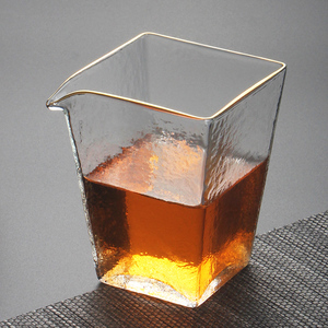 高硼硅耐热锤纹玻璃公道杯功夫茶具四方形公杯创意茶海品茗分茶器
