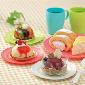 日本进口inomata 无毒无味 糖果色 圆形 塑料 可微波炉 餐盘子