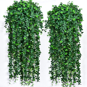 仿真招财树叶子墙壁挂吊篮塑料假花藤条装饰绿植藤蔓摆设植物吊兰