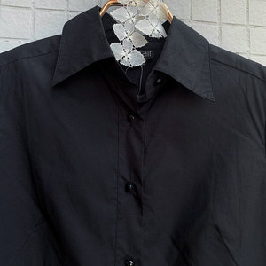 夏季新 Fairyfair专柜正品黑色纯棉高端气质大牌短袖休闲衬衫翻领