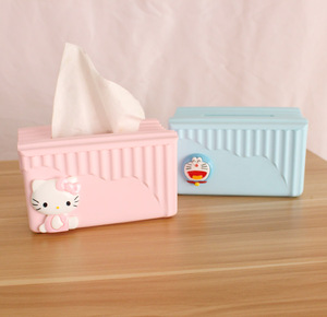 卡通HelloKitty塑料纸巾盒叮当猫纸巾盒可爱创意卫生纸收纳盒包邮